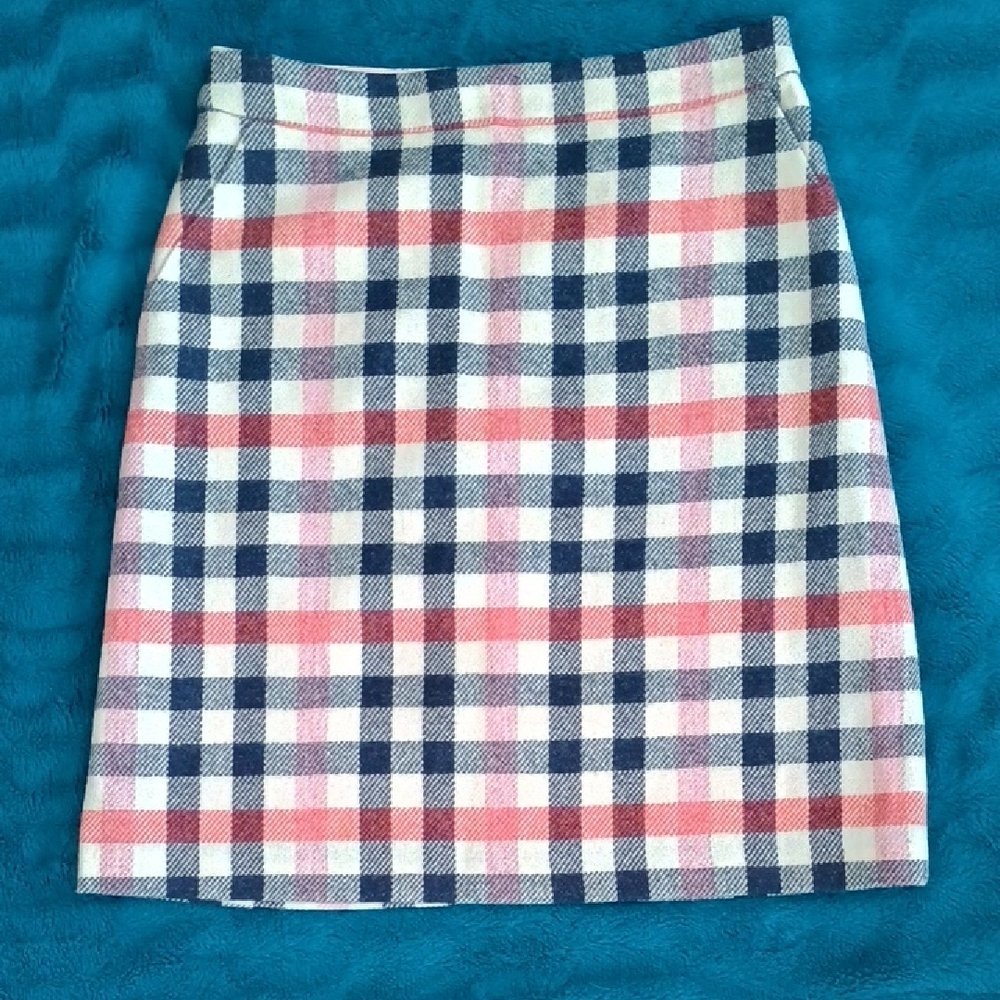 Plaid Boden Wool Skirt, Size 6L